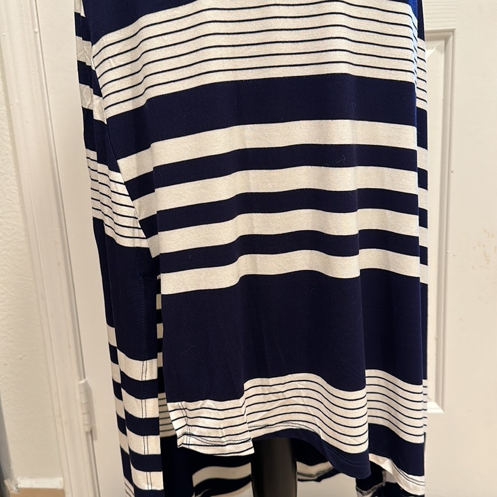 Off White/ Navy stripe tank midi dress - Picture 5 of 7